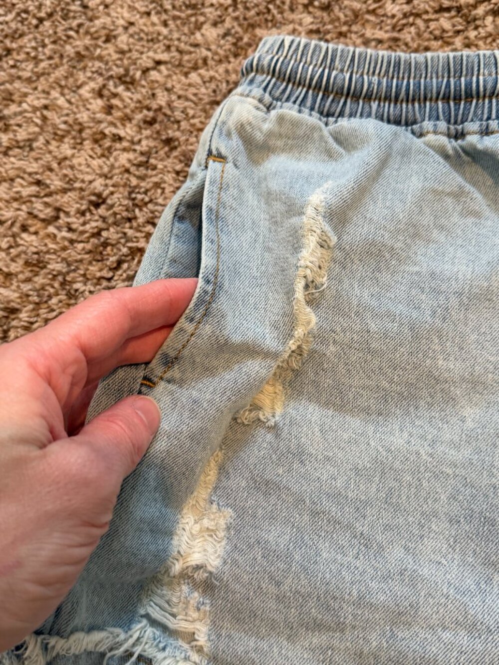 POL Distressed Jean Shorts S Light Wash Elastic Waist Boho - Picture 5 of 8